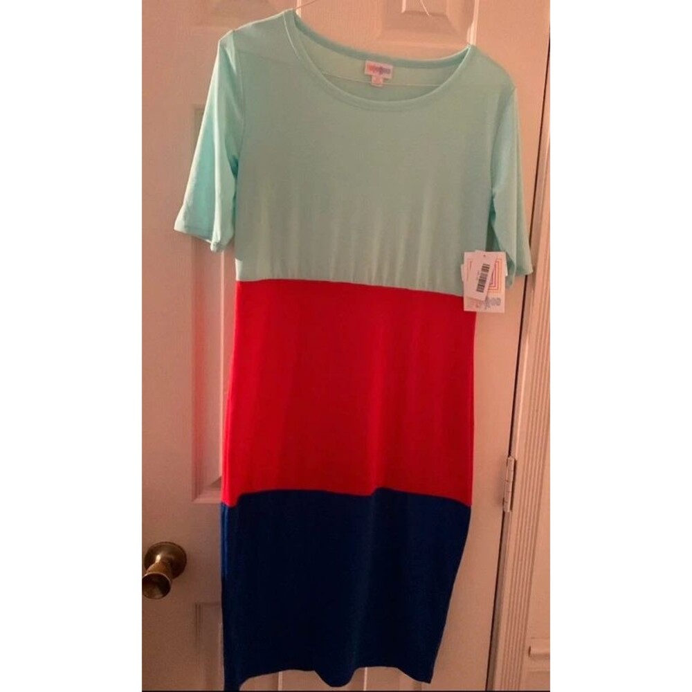 NWT Lularoe Julia dress xs teal red blue